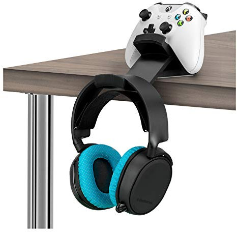 Brainwavz The Titan Support pour manette de jeu et casque de bureau – Conçu pour Xbox One, PS4, PS3, Dualshock, Switch, PC, Steelseries, Steam et plus encore, réduit l'encombrement, noir
