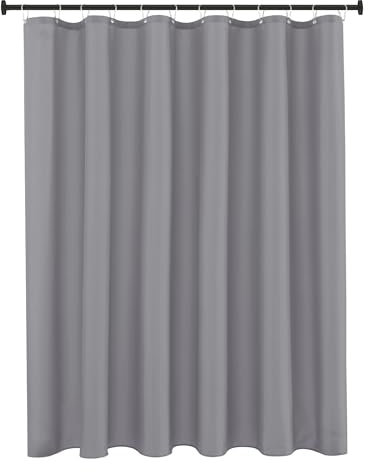 Biscaynebay Rideaux étroits en tissu pour cabine de douche - 137 cm de large x 182,9 cm de long - Résistant à l'eau - Œillets résistants à la rouille (9 trous) - Bas lesté - Lavable en machine - Gris