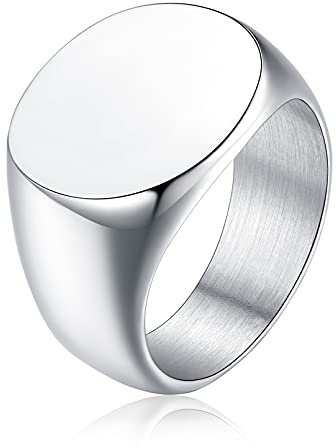 FaithHeart Glänzed Siegelring Punk Style Oval Siegelring Fingerring Herren Männer Fingerring mit Geschenkebox