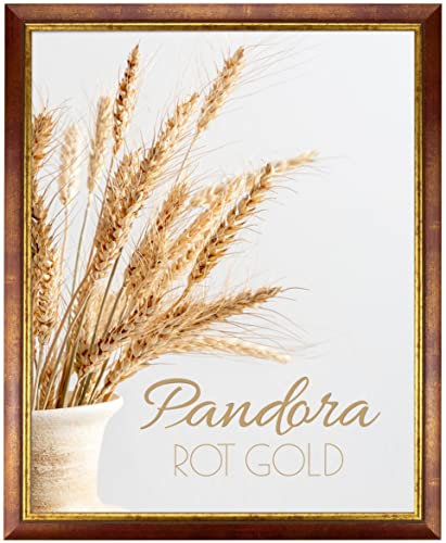 myposterframe Bilderrahmen Aged Vintage 28 x 43,2 cm Pandora Echtholz Rot Gold mit Acrylglas Antireflex 1 mm