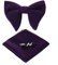 HOULIFE Fliege Herren Set - Verstellbare Fliege aus Samt Vorgebunden Fliege, einfarbige Einstecktuch, Manschettenknöpfe Set für Bräutigam Hochzeit formal mit Geschenkbox (Violett)