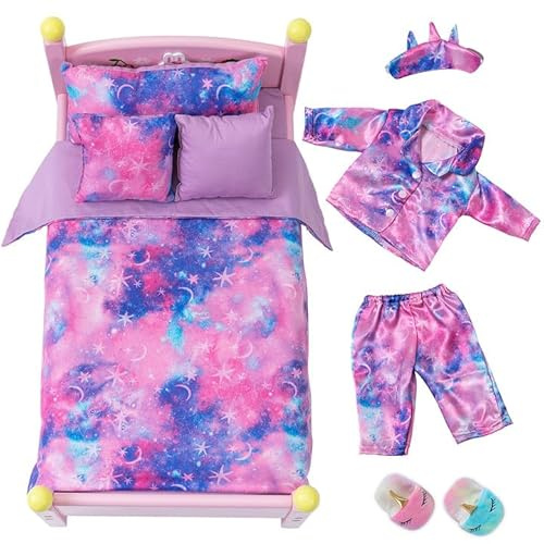 K.T. Fancy 8 PCS 18 Inch Doll Clothes and Bed Sheet Accessories