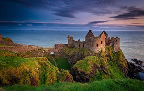 LHJOYSP jigsaw 1000,Natural beauty,Northern Ireland,County Antrim,Dunluce Castle,75x50cm