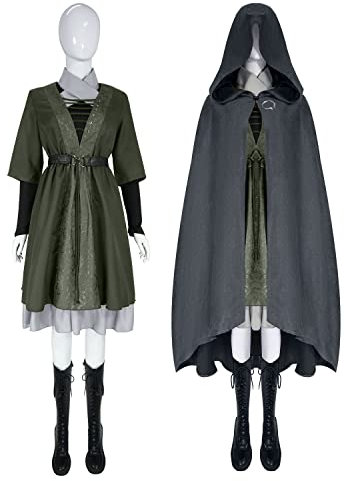 YANYUESHOP Damen Elden Ring Cosplay Melina Kostüm Kapuzenumhang Kleid Uniform Full Set Outfits für Halloween Party