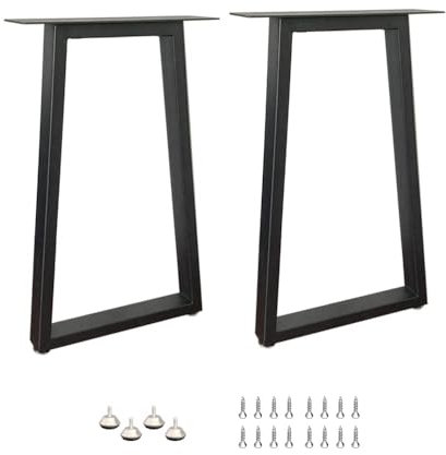 QLLY 2 PCS Heavy Duty Metal Table Legs 70cm, Industrial Trapezoid Furniture Legs with Adjustable Feet, Sturdy Desk Legs for DIY Table, Desk, Bench, Breakfast Bar, 45cm x 70cm