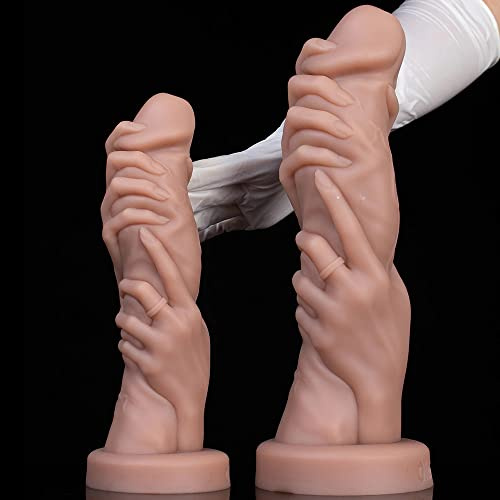 Jixaxe Realistischer Dildo für Sie Flüssiges Silikon Realistische Hand Greifen Penis Dildo mit Starkem Saugnapf Analdildo Butt Plug G-Punkt Stimulation Erotik Sexspielzeug für Frauen Männer (L)