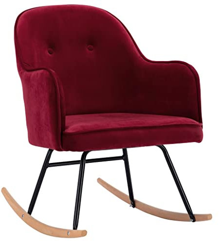 Makastle Schaukelstuhl Samt Schaukelsessel Moderner Schwingstuhl Sessel Stuhl Wohnzimmersessel Relaxsessel Schwingsessel Polster Relaxstuhl 60 x 74 x 84 cm Weinrot