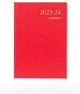 Collins Debden Essentials Academic 2023–24 A5 Tagesansicht, Jahreskalender, Planer (Termine), Schule, Hochschule oder Universität, Seminarjournal – Juli 2023 bis Juli 2024 – Rot – ESSA51M.15-2324