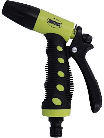 Amig - Pistola de Riego - Regulable - 150 mm - Caudal Fácilmente Ajustable - Palanca de Bloqueo para Mayor Comodidad - Plástico ABS y Goma - Verde Pistacho y Negro