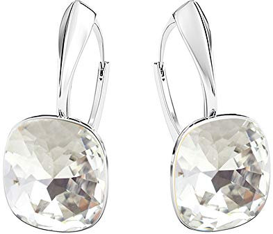 Square 12 mm Wunderbar Hängend Ohrringe 925 Silber Österreichische Zirkonia - Schmuck für Frauen und Mädchen - Hängeohrringe Ideal für Geschenke für Frauen (Crystal)