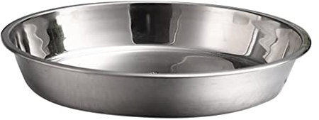 Placa de acero inoxidable grandes platos redondos placa de plato portátil placa redonda plana de acero inoxidable (color: plata, tamaño: tamaño 1)