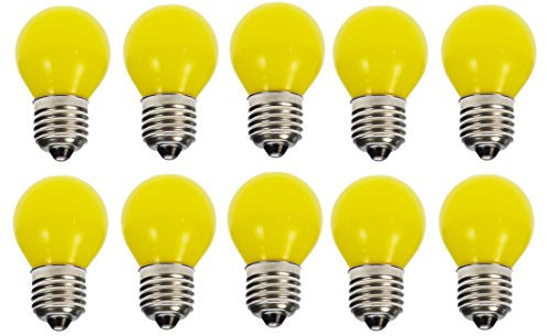 10 x LED Tropfen/Kugel E27 1W gelb Deko Lampe Birne farbig für Deko Lichterketten