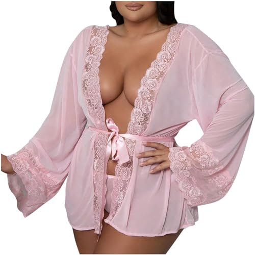 Damen Baumwoll-Dessous Damen-Sets Damen-Dessous RäUmungsverkauf Frauen Wimper Halfter Kleid Spitze erotische Pyjamas Z1 Pink M