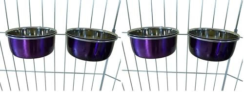 Ellie-Bo Pair of Dog Bowls For Crates, Cages or Pens and 3 Sizes (0.6Ltr Small, Purple) (Pack of 2)