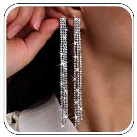 Atentuyi Strass Quasten Ohrringe Silber Lange Kette Kronleuchter Ohrringe Cz Tropfen Braut Ohrring Kristall Hochzeit Ohrringe Diamant Baumeln Ohrringe Schmuck Für Frauen Und Mädchen