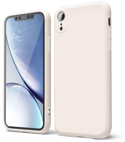oakxco for iPhone XR Phone Case Liquid Silicone, Thin Slim Soft Rubber Gel TPU Plain Simple Cover for Women Girl Cute, Matte Solid Color, Beige Stone Cream