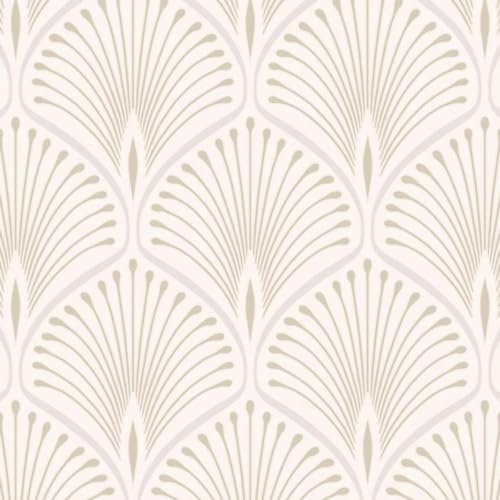 Grand Hotel Art Deco Fan Cream Metallic Gold Wallpaper - Glamorous Luxury - Textured Paste The Wall Vinyl
