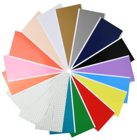 Anseom 18 Stück Plotterfolie Textil, Heat Transfer Vinyl Flexfolie Rollen 5.5×12 Inch Smart Vinyl Permanent Folie Vinylfolie Plotter für Cricut, Flexfolie Plotter Textil für DIY, T-Shirt, Stoffe