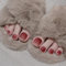 24pcs Red False Toenails Ombre Stick on Toe Nails Press on Toenails Removable Glue-on Toenails Fake Toe Nails Full Cover Acrylic Toe Nail Art Tips for Women Girls