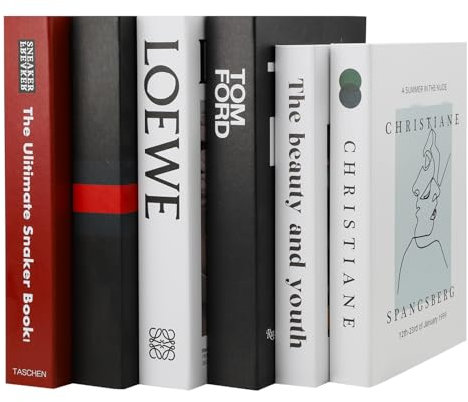 WOKICOR Decorative Books (Pack of 6) - C - Grey Paper Board - BOOKEND - Home Decor - Coffee Table - Bookshelf - Mantelpiece