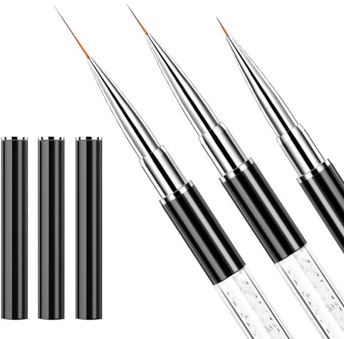 3 Pcs Nail Art Brushes Thin Liner Brush Set Gel Nail Painting Brush Nail Drawing Design Brushes Thin Striping Drawing Painting Pen for Nail Painting 3d Gel Nail Art French Tips Home DIY Use