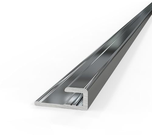 AUPROTEC Aluminium Profil Abschlussprofil Hochglanzpoliert 100cm Endprofil Alu Rückwand Verbindungsprofil für 3mm Duschrückwände Wandverkleidung Profilleisten für Küchenrückwand