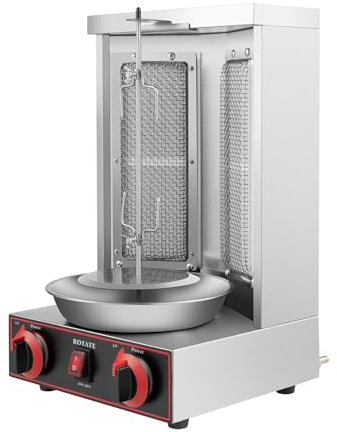 ACROSSPART Gas Vertikaler Döner Kebab Maschine 220V 3000W BBQ Gyros Machine Rotisserie Grill Tool Dönergrill für Zuhause 360° Rotation Rotissiere Döner Grill