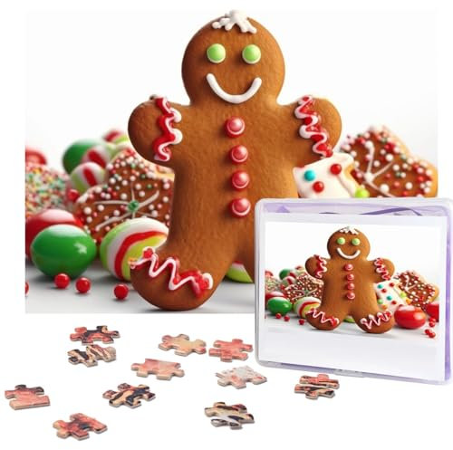 Puzzles 500 Pieces Gingerbread Man Candy Jigsaw Puzzles Wooden Photo Puzzle for Adults Personalized Picture Puzzle Classic Jigsaw Puzzle for Family Wedding Birthday Valentine's Day Gifts 20.4 x 15