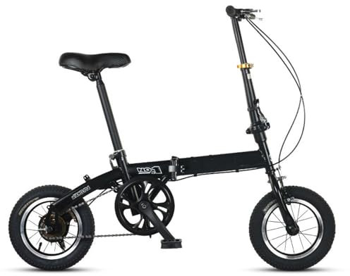 QXIWAOE Faltrad Für Erwachsene Und Jugendliche, 12 Zoll, Schnellklappsystem, Leichter Rahmen, Singlespeed, Doppelscheibenbremsen, Faltrad, Mit Fahrradreparatursatz Für Eine Körpergröße Von 110-160 cm