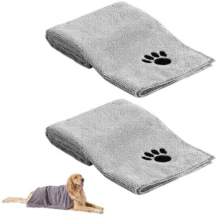 YUGUOLAN 2 Stück Hundehandtuch Extra Saugfähig, Hunde Handtuch, Handtuch Hund, Hundehandtuch Große Hunde, Extra Saugfähig Für Hunde Und Katzen, Für Katzen, Hunde Oder Andere Haustiere (75 X 35 cm)