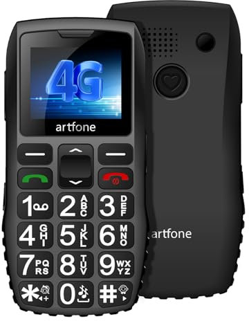 artfone C1+ 4G Téléphone Portable Senior 4G | Bouton SOS, Station de Charge, Haut-Parleur, numérotation Rapide, Bluetooth, USB-C | Téléphone Robuste avec caméra | Menu en français | Grandes Touches