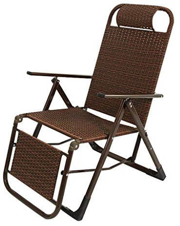 Relaxsessel für Balkon und Büro, brauner Rattan-Liegestuhl für die Terrasse | Schwerelosigkeits-Liegestuhl mit Feststellfunktion, für Wohnzimmer, Garten und Rasen | Übergroßer Lieg