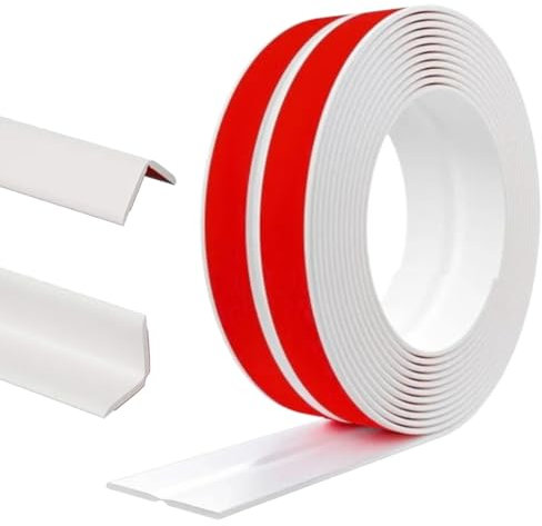 Paraspigoli autoadesivi per porte, finestre, pareti, cucina, piastrelle, rotolo impermeabile, profilo di protezione dei bordi in gomma PVC, protezione degli angoli elasticizzati, colore bianco, 4 cm