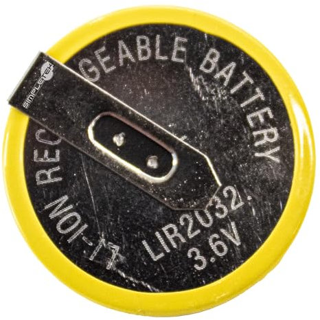 SIMPLETEK - Batterie rechargeable LIR2032 Li-Ion Bouton à souder avec connecteurs à 90° 3.6V Compatible avec BMW Télécommande E39 E46 E49 E60 E90 M3 M5 X3 320 330 (1 pièce)