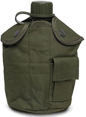 Gourde portable étanche en aluminium de 1 L avec bouchon en PE et pochette Oxford, bouteille d'eau polyvalente pour le camping, la randonnée, l'alpinisme et les activités en plein air. Bouteille