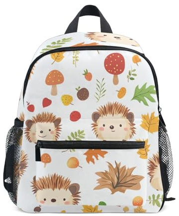 RPLIFE Süße Igel, Herbstblätter, Pilze, Kleinkind-Rucksack für Mädchen, Jungen, Kinder, Schultasche, kleine Kindergarten-Rucksäcke, 3–8 Jahre