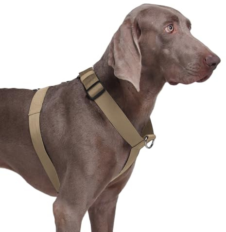 FEimaX Hundegeschirr Mittelgroße Hunde Ausbruchsicher Haustier Taktisches Anti Zug Y-Geschirr No Pull Hundegeschirr Große Hunde, Atmungsaktives Verstellbares Brustgeschirr mit Gepolstert (Khaki, L)