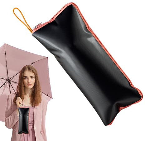 Borsa per ombrello, custodia pieghevole per ombrello, custodia impermeabile, fodera in microfibra assorbente d'acqua, design antigoccia, da viaggio, picnic, campeggio, 28 x 12 cm, arancione, 1 pezzo