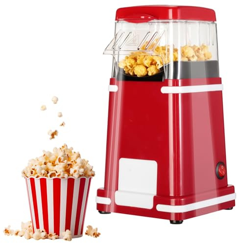 Cozary Máquina de Palomitas Retro, Palomitero con Aire Caliente de 1200 W con Vaso Medidor, Preparación en 3 Minutos,Un Toque, Sin Aceite, para Cine en Casa, Noches de Película, Navidad, Fiestas