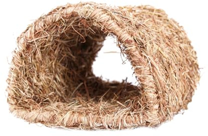 TOBBOMEY Kaninchentunnel Haustiernest aus Handgeflochtenem Gras 22x20x16cm Natürlicher Rückzugsort für Zwergkaninchen Hamster und Kleintiere zum Spielen und Verstecken