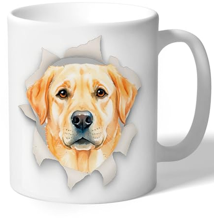 Dog Lovers Collection Cute Funny Yellow Labrador Mug Torn Paper Gifts Present Ceramic 10oz/300ml