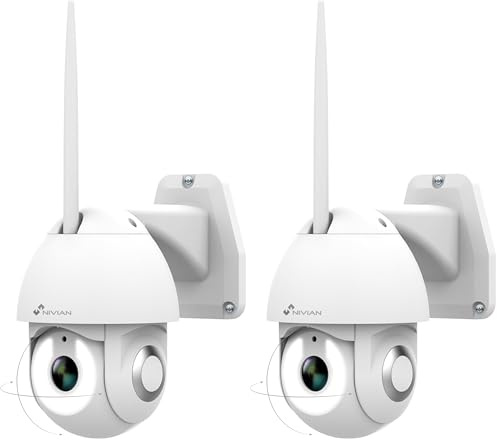 Nivian-Cámara PTZ Wifi 2,4Ghz-Half4K-Movimiento remoto 360º con función Autotracking y detección de humanos-Visión nocturna 10m-Apta exterior-Compatible con Alexa y Google Home–Control remoto APP Tuya