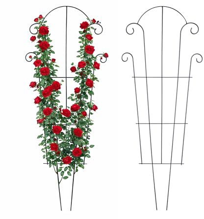 Relaxdays Rankgitter, 2er Set, HxB: 100 x 40 cm, Metall, Rankhilfe für Kletterpflanzen, Garten & Kübelpflanzen, schwarz