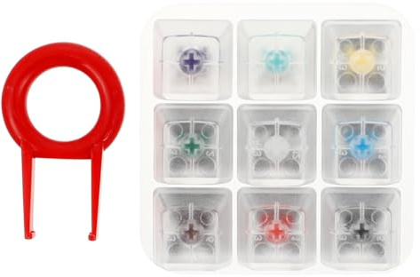 Luxshiny Testeur de Clavier Mécanique Outil Léger et Confortable Base en Acrylique Transparent, 9 Testeurs de Touches G et Switch pour Test de Clavier
