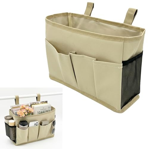 Bett Organizer zum Einhängen, Hängeorganizer mit Klettband für Bett & Sofa | Filz-Betttasche 30 x 21 cm, für Fernbedienung, Handy, Brille & Bücher, bohrfrei, für Schlafzimmer, Wohnzimmer & Kinderzimmer