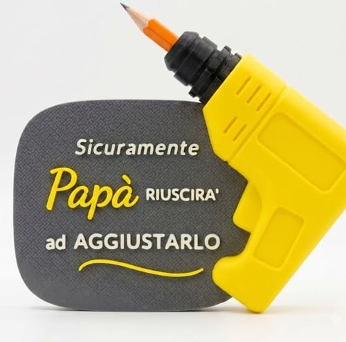 Generico Targa Papà - Idea Compleanno Papà riuscirà ad aggiustarlo - Regalo per Festa del Papà e Natale - Portamatite a forma di trapano