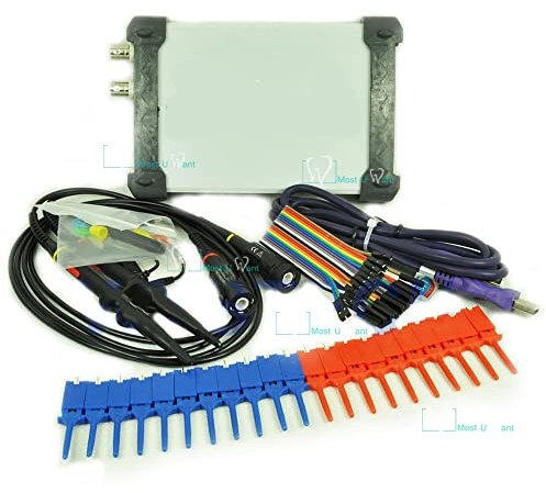 Apparecchiatura di prova basata su PC 4in1 USB Virtuale Oscilloscopio Digitale 2CH 20MHz 48MS/s Analizzatore di spettro Registratore di dati Analizzatore logico a 16 canali