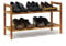 Relaxdays 3 x Schuhregal Walnuss im Set, Schuhaufbewahrung stapelbar, Schuhablage mit je 2 Etagen, offen, je 6 Paar Schuhe, Natur
