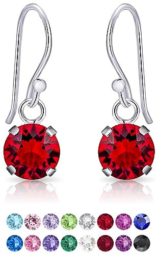 Orecchini Rossi Pendenti - Orecchini Pendenti Argento 925 con Brillantino di Cristallo- Orecchini Pendenti Donna Argento 925 - Orecchini Donna Lunghi - Orecchini Donna Rossi - Orecchini Brillanti