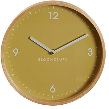 Premier Vitus Wall Clock, Yellow/Wood